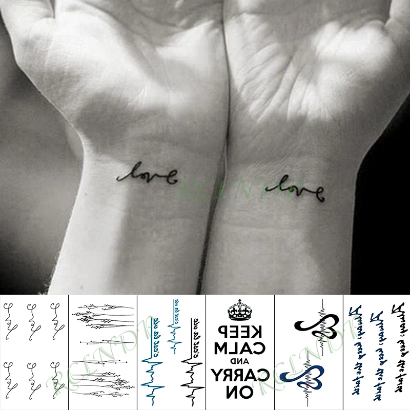 

Waterproof Temporary Tattoo Sticker Love Letter Heartbeat Fake Tatto Hand Arm Foot Flash Tatoo for Kid Girl Men Women