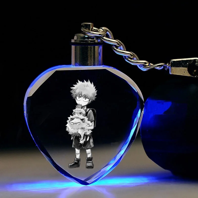 Аниме Мой герой Academy светодиодный брелок Bakugou Katsuki Todoroki Shoto милые забавные красочные хрустальные подвесные брелоки porte clefs подарок - Цвет: 6
