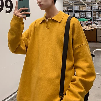 

Autumn/winter 2019 new slim monochromatic monochromatic printed long-sleeve sweater loose casual personality youth men's wear