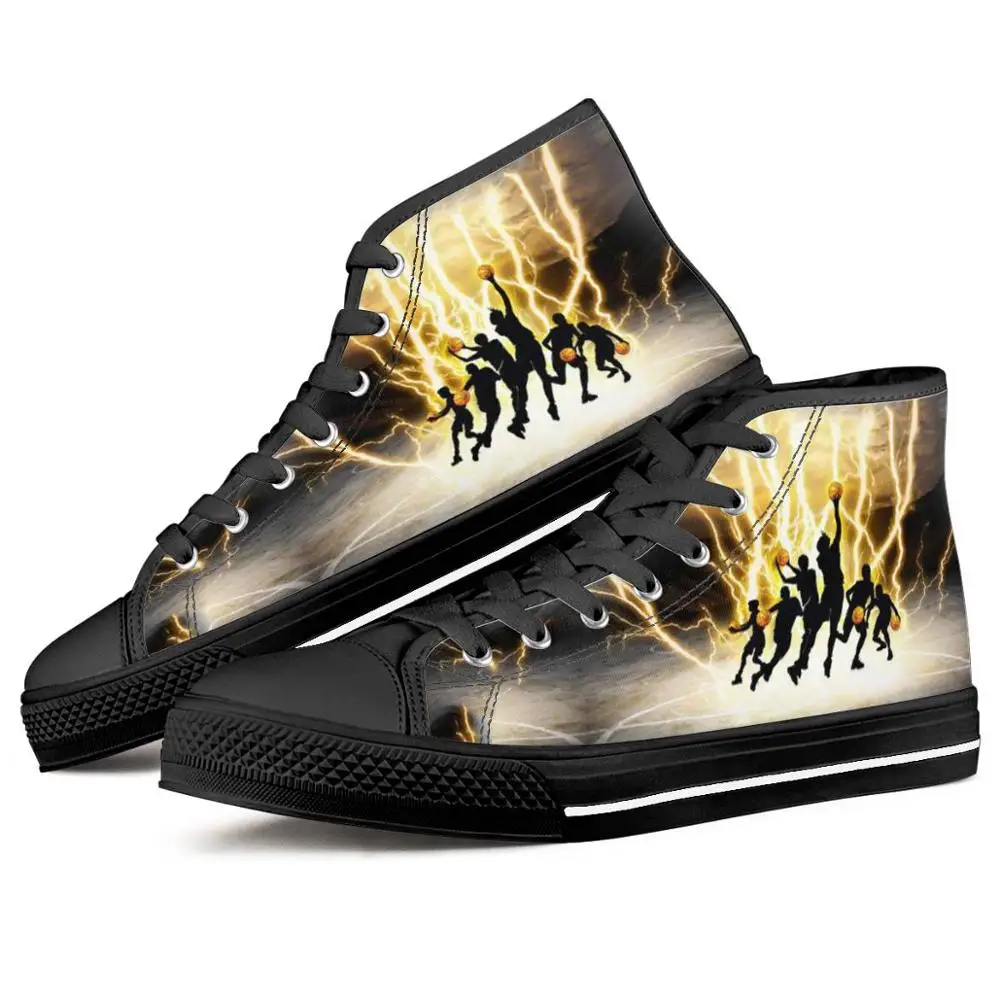 

Men classic high-top canvas shoes Printed basketball pattern fashion student casual board shoes vulcanized shoes custom image
