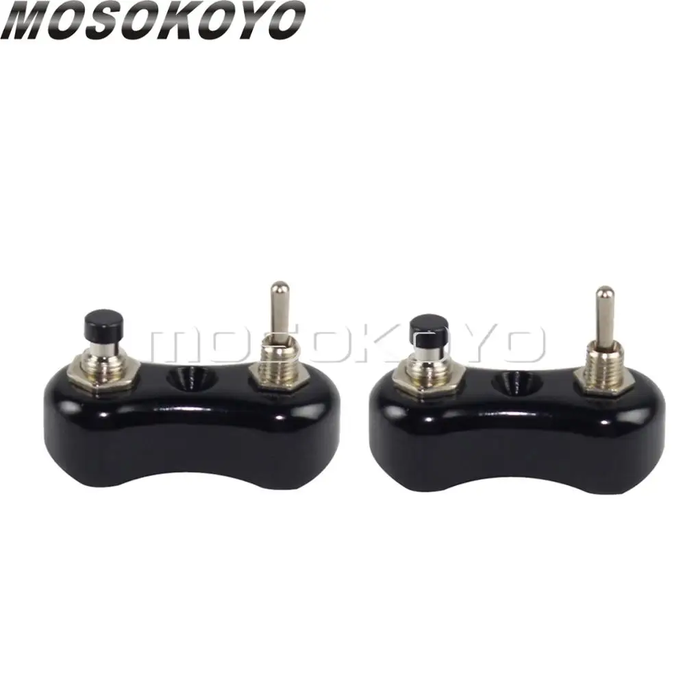 2pcs Black 7/" 1" Мини рычаг управления мотоциклом кнопка света мигалки переключатели звукового сигнала блок 22 мм/25 мм Бар кнопочные переключатели для кафе, Рейсер, чоппер - Цвет: 2pcs Black