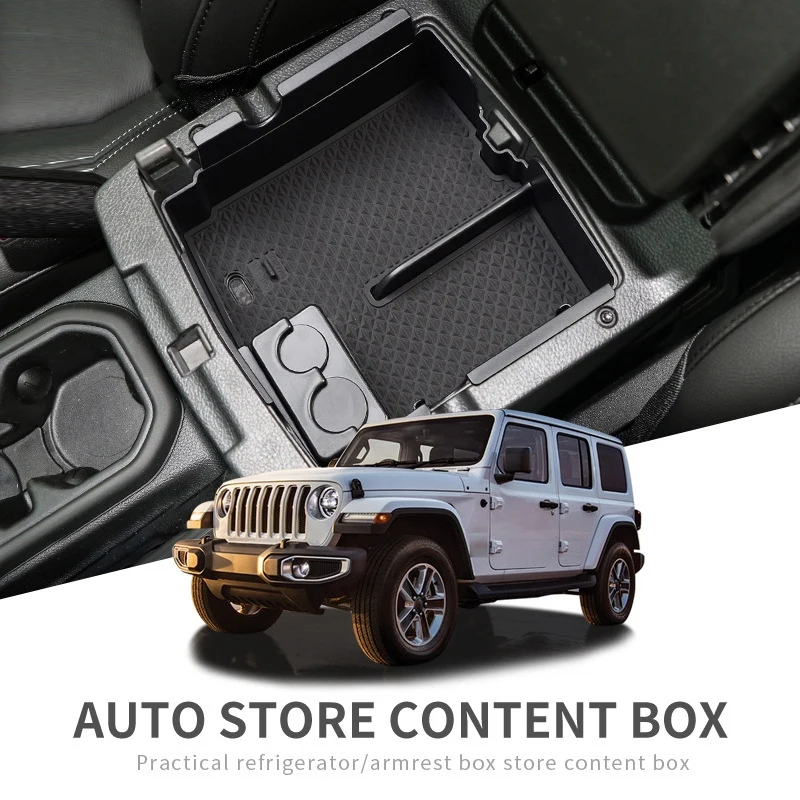 Автомобильный центральный подлокотник коробка для хранения JEEP Wrangler JL- спортивные аксессуары для интерьера коробка для хранения монет черный