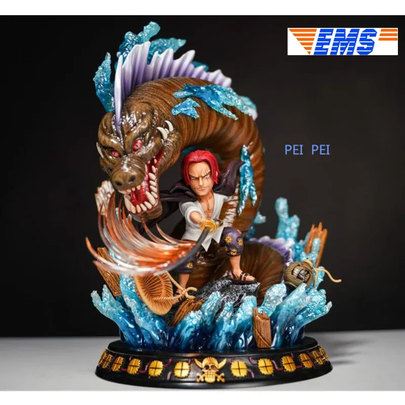 

14'' Statue Anime ONE PIECE Red Hair Pirates Shanks GK Full-Length Portrait Resin Action Figure Collectible Model Toy BOX Q1003