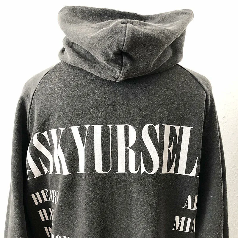 Yellow Embroidered oval logo Vintage Askyurself V6 Hoodie Men Women 1:1 Heavy Fabric Loose Askyurself Pullover AYS Sweatshirt grey sweatshirt