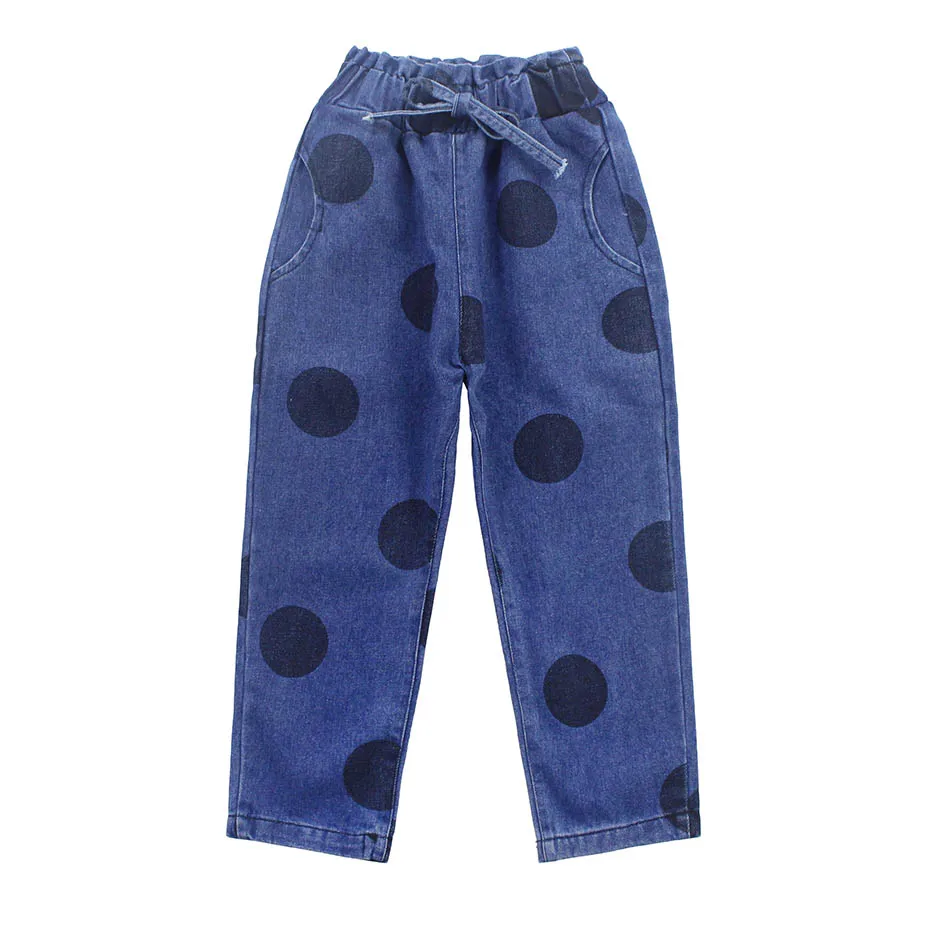 

Girls Jeans Dot Girl Child Jeans Elastic Waist Kids Jeans Autumn Casual Winter Children's Clothes For Girls 6 8 10 12 14 Year