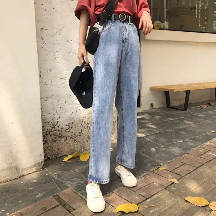 Женские джинсы, полная длина, прямые, 2XL, свободные, Boyfriend, унисекс, высокая талия, подходит ко всему, уличная одежда, для отдыха, женские штаны, винтажные, шикарные