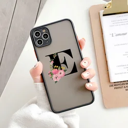 Elegant Black Letter Flower Matte Phone Case - Fashionable Protective Shell - iPhone 12 (Black E)