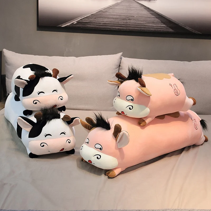 

50/90cm Super Soft Milk Cow Plush Pillow With Blanket Stuffed Cartoon Lifelike Animal Cattle Doll Boyfriend Sleep Pillow Cushion