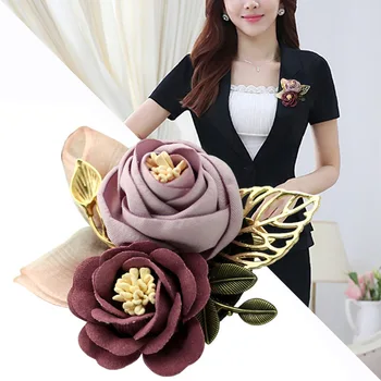 

i-Remiel Korean Cloth Art Fabric Flower Brooch Shirt Collar Vintage Pins and Brooches for Women Dress Shirt Collar Accessories