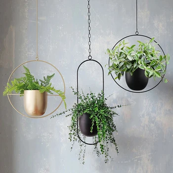 

Metal hanging pot Plant Hanger Chain hanging planter Basket Flower Pot Plant Holder Home Garden Balcony Decoration 2021