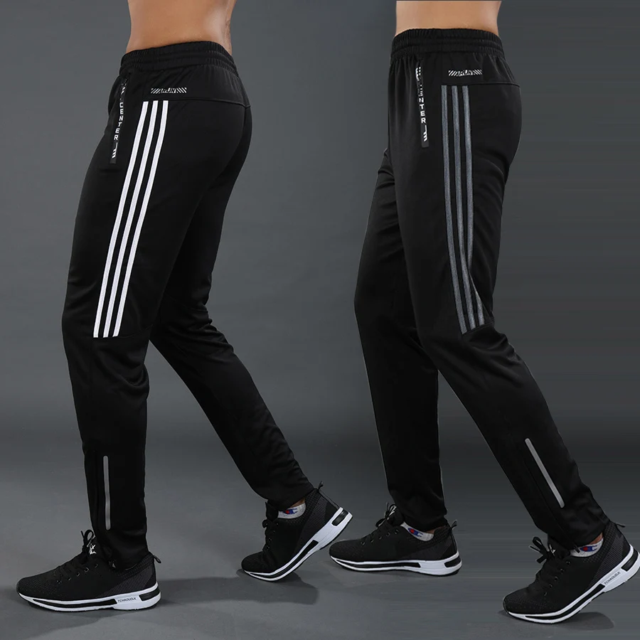 Men Running Sport Pants With Zipper Pockets Football Training Joggings Sweatpants Basketball Soccer Trousers Plus Size For Male