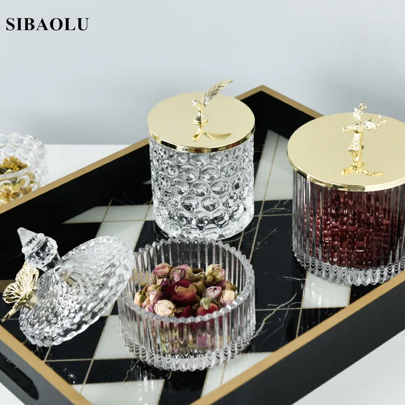 

Glass Jewelry Storage Jar Superior Minimalist Elegant Luxury Storage Bottle Sugar Home Organizer Home Decorations Accessories
