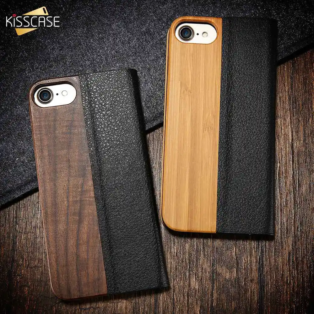 KISSCASE бамбуковый натуральный деревянный ящик для iPhone XR из искусственной кожи