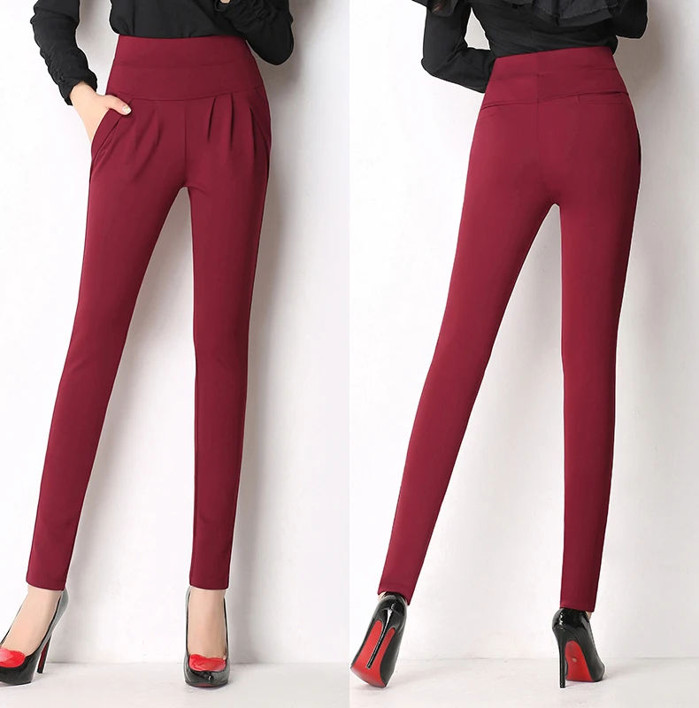 New Autumn Women Casual Loose High Waist Harem Pants Ladies Office Pants Plus Size Trousers S~4XL 5XL 6XL Blue Red Khaki Brown (1)
