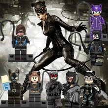 Женщина-кошка, Бэтмен DC фигурка фильм Капитан Лига Америка Готэм город игрушка строительные блоки красный капюшон Аквамен Супермен игрушки
