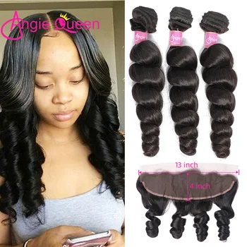 

Loose Wave hair bundles with closure frontal Brazilian non Remy Hair bundle Human Hair Bundles With Frontal Bundles With Frontal
