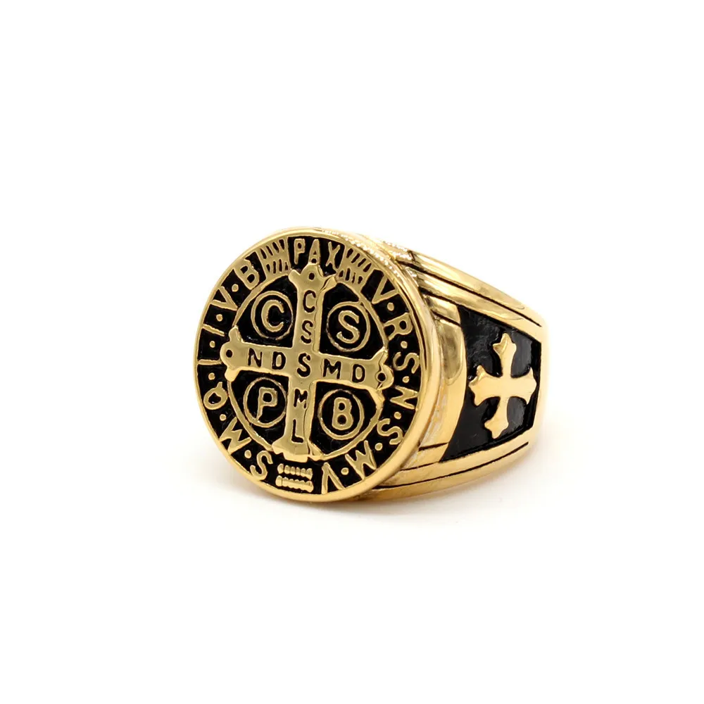 

Exquisite CSPB CSSML NDSMD Exorcism Cross Male Rings Europe Christian Stainless Steel Men Signet Rings Jewelry Dropshipping