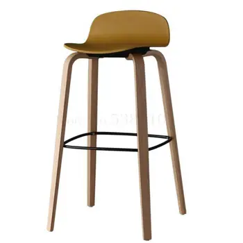 

Nordic modern minimalist bar chair fashion Danish bar chair creative designer solid wood bar stool
