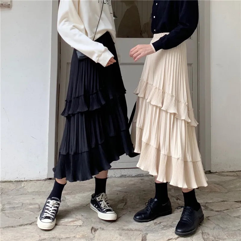 Faldas mujer moda юбка с завышенной талией, милая стильная Расклешенная юбка-Русалка с оборками длиной до колена, женская одежда в стиле ампир, Женская Лоскутная Одежда