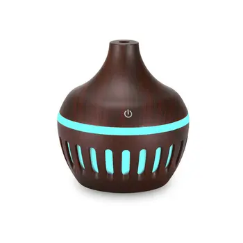 

300ML Wood Grain USB Hollow Humidifier Cooling Fog Air Mist Skin Care Colorful Led Lamp Humidificador for Home Office Car