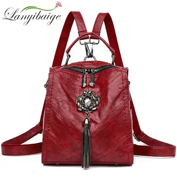 

2019 Women leather backpack Cowhide Travel backpack for women Rucksacks For Girls school bag fashion sac a dos mochila feminina