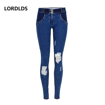 

LORDLDS Skinny Jeans Women 2019 Denim Pants Ladies Blue Push up trousers Low waist Streetwear Ripped Jeans for women