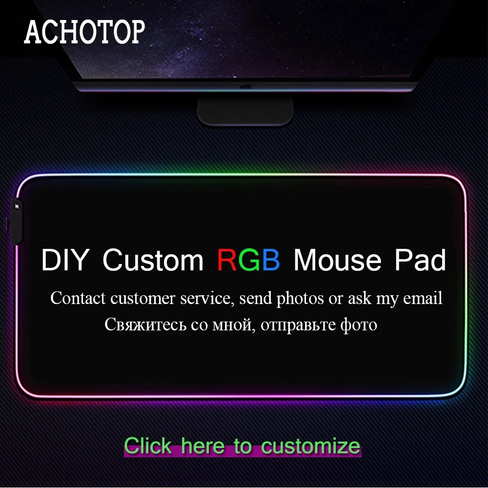 

DIY Custom LED Light Mousepad RGB Keyboard Cover Desk-mat Colorful Surface Mouse Pad Waterproof Multi-size Computer Gamer Dota