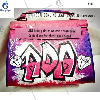 

ADA Handwork Graffiti Fashion street Customized letter name Women Genuine Leather Bucket Bag Women's Shoulder Bag Messenger Bag