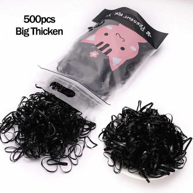 1000pcs/Pack Girls Colorful Small Disposable Rubber Bands Gum For Ponytail Hold Scrunchie Hair Bands Fashion Hair Accessories 500 black big thick