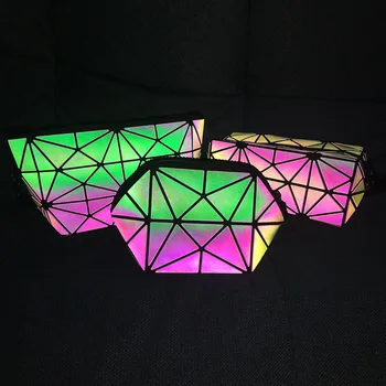 

2020 Fashion Cosmetic Bags Women Bling Bling Luminous Geometric Purse Ladies Make Up Storage Bag