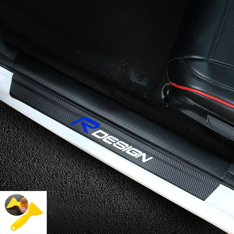 Автомобильный Стайлинг 3D углеродное волокно R дизайн эмблема порога протектор