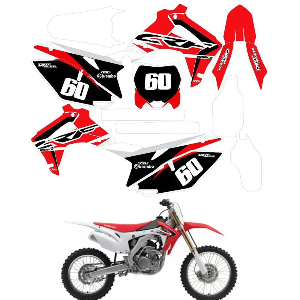 

For HONDA CRF250R 2014 2015 2016 Customized Number Graphics Backgrounds Stickers Kit Decal
