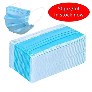 

50Pcs/Pack 3ply Ear loop Mouth Mask High Quality Disposable Nonwoven Fabric Face Mask Anti-Dust Facemask Manufacturer In Stock
