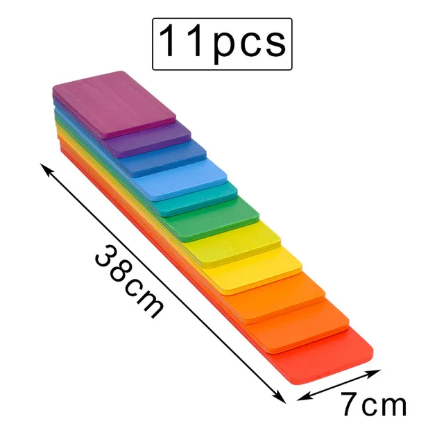 11-Color board Детские игрушки, большой размер, Радужный штабелер, деревянные игрушки для детей, креативные радужные строительные блоки, Монтессори, обучающая игрушка для детей - Цвет: 11-Color board