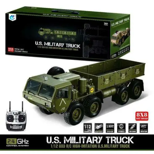 HG 1/12 8WD р/у нас Военный Грузовик Металл 8*8 шасси Модель 2,4 г радио Servo P801