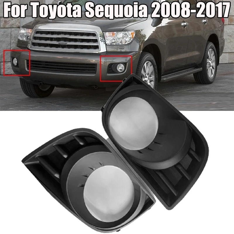 Wiring & Switch Replacement for Toyota Tundra TO2592117 81210-AA030 Bezels Pair Set Fog Lights Fog Lamps w/Clear Lens Bulb 
