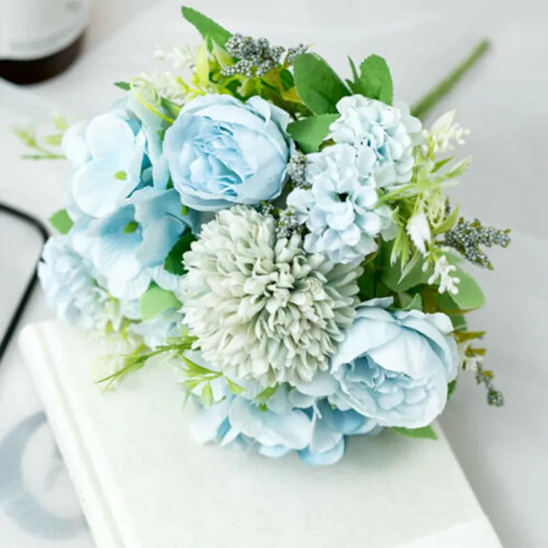 Fake flower Flowers Party Artificial Peony Bouquet Home Decor 13 Head Silk Leaf Wedding | Дом и сад