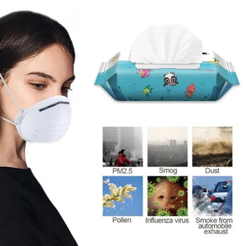 

60 Wipes/Pack Antibacterial Wet Wipe Tissue Clean Hand Health Care Portable Alcohol Free Hand Sanitizer All-purpose Cleaner