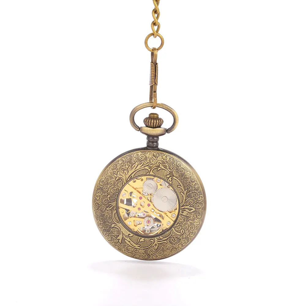 Mechanical pocket watch Carved Roman lettering personalized exquisite gift souvenir white large clamshell pocket watch