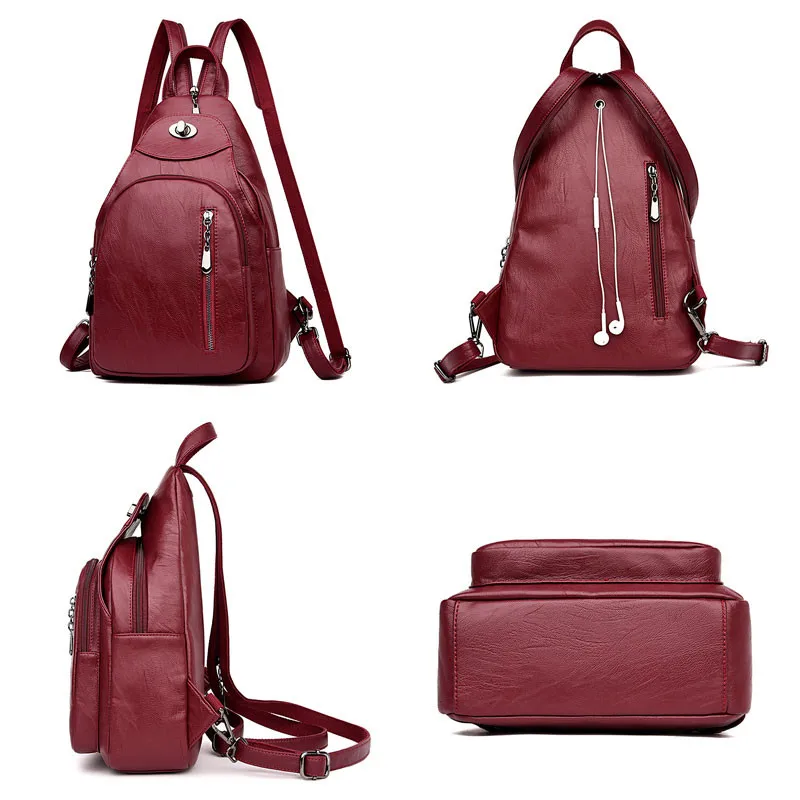 Брендовые женские кожаные нагрудные сумки для женщин, Большой Вместительный школьный рюкзак для девочек, Противоугонный рюкзак с замком, рюкзаки для отдыха