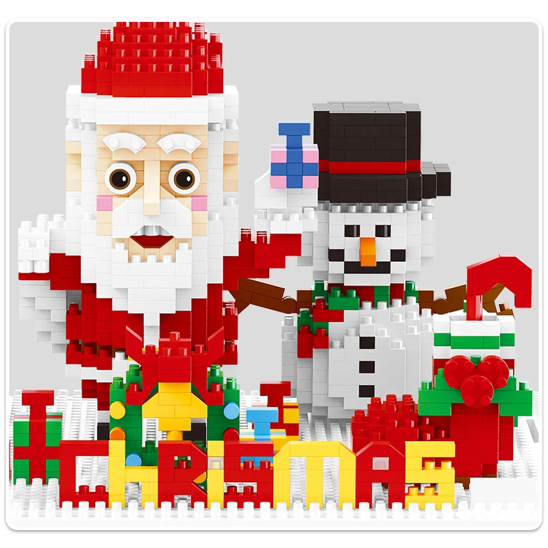 LOZ 1765 шт. мини-Кирпичи DIY сборка Санта-Клаус Снеговик Рождественский дом строительные блоки Развивающие игрушки для детей Подарки