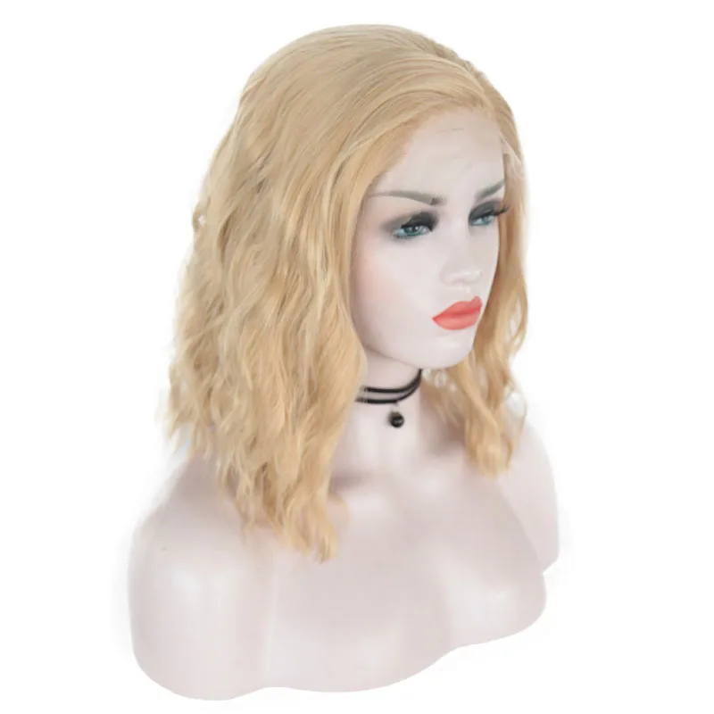 JOY&BEAUTY синтетические парики на кружеве светлые натуральные волнистые короткие парики для женщин длина плеча Глубокий Невидимый 14 дюймов