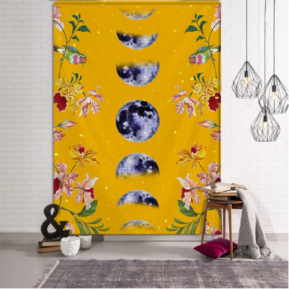 Psychedelic Tapestry Flower Wall Decor Hanging Room Starry Sky Carpet Moon Tapestries Art Home Decoration Accessories tapestry decor