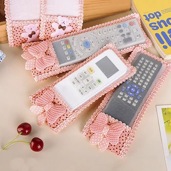 

TV Remote Control Case Cover Air Condition Remote Control Protective Anti-dust Bag Fabric Lace Home Storage Organizer