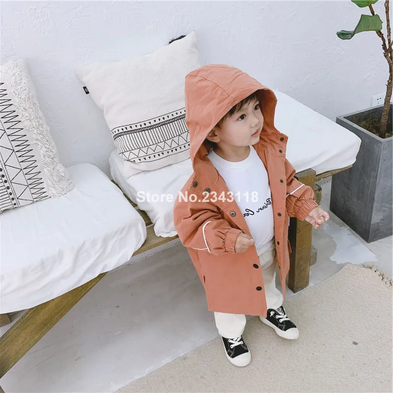 

Korean Style Baby Boys Fashion Letters Printing Long Trench Coats 1-6 Years Kids Girl Oversized Jackets