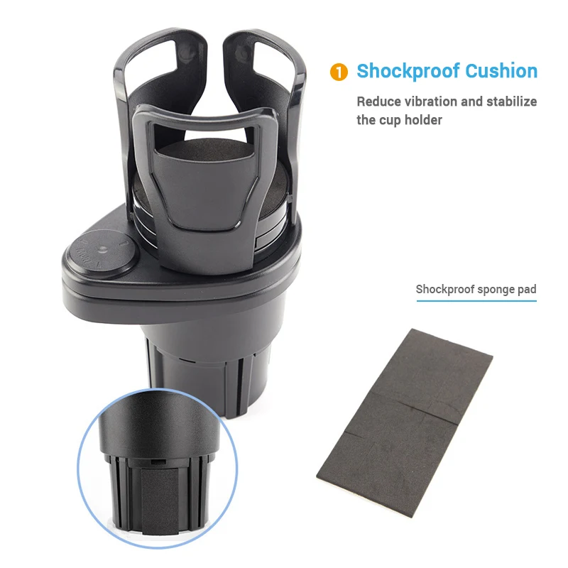 Drink Cup Holder 2 in 1 Car Cup Holder Expander 360 Degree Adjustable