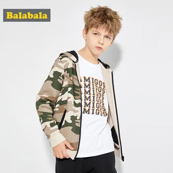 

Balabala Boys sports jacket 2020 new long-sleeved hooded casual personality color design boy jacket