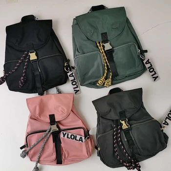 

BIMBA Y LOLA 2020 New Waterproof Nylon Backpack For Women Solid Color Letter Designer Ladies Shoulder Bag High Quality Schoolbag