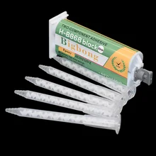 Black Epoxy Adhesive Glue 50ml High Temperature AB Glues 1:1 Resin Strong Adhesives with 5pc Mixer Tube Static Mixing Nozzle Set