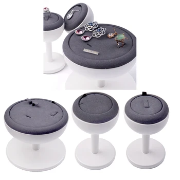 

Earring Ring Jewelry Showcase Wood Round Display Rack Stand Holder Organizer
